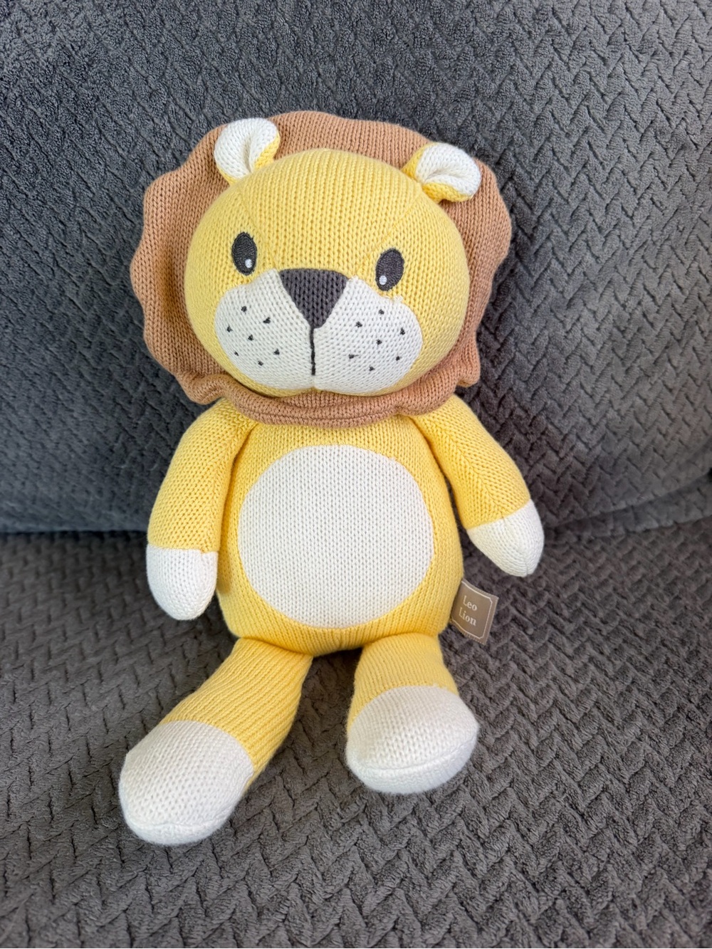 Living, textile Yellow Knit Lion Plush Stuffed Animal - Rattle Soft Cuddly Toy